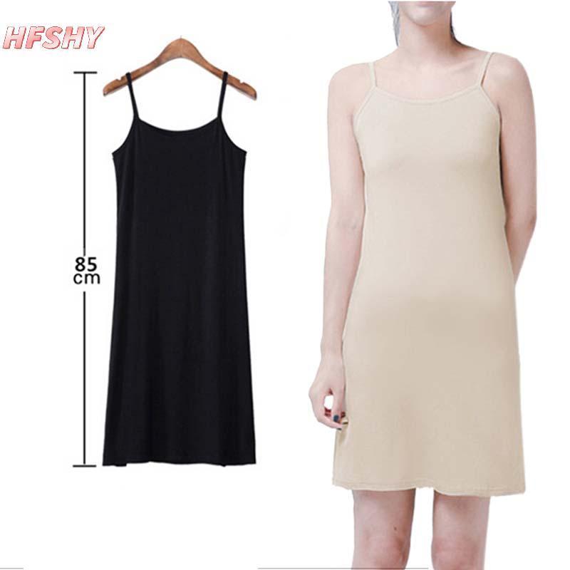 HFSHY Nữ Màu Trơn Đầm Camisole Spaghetti Dây Dài Tank Top Slip Mini Dress VN