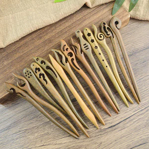 WHX [Phong cách ngắn 15cm] Kẹp tóc gỗ đàn hương xanh tự nhiên Kẹp tóc cổ bằng gỗ cao cấp Kẹp tóc bằng gỗ phong cách Trung Quốc mới Kẹp tóc bằng gỗ Phụ kiện tóc cuộn