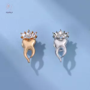 HNKMP Tinh Tế Răng Thổ Cẩm Kim Cương khảm Vương Miện Răng Trang Trí Huy Hiệu Kim Loại Dễ Thương Pin Phụ Kiện Bapa Túi Đựng Bút Chì Trang Trí Huy Chương Trang Sức.