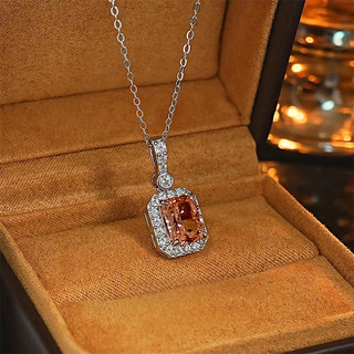 Châu Âu Mỹ ins Phong Cách Mới 3 Carat Kim Cương Morgan Cam Hình Chữ Nhật Vòng Cổ Nữ