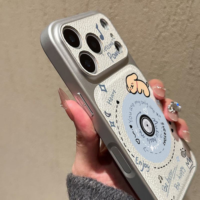 Ốp lưng iPhone họa tiết chó con ghi hình Ốp máy ảnh da mềm cao cấp - iP7/8/X/XS/XR/11/12/13/14/15/16/17/Plus/Air/Pro/Max