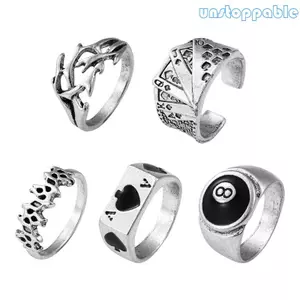 Unstop * Nhẫn đựng thẻ bi-a Gothic hợp kim mới lạ dành cho nam Halloween