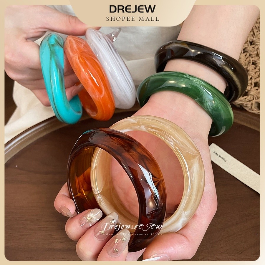 DREJEW Vòng tay acrylic vân đá nhiều màu Thanh lịch phù hợp hàng ngày đi chơi đi làm