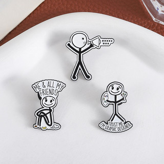 Trâm Huy Hiệu Stickman Hoạt Hình Dễ Thương Made from Kim Loại - Phụ Kiện Cá Tính cho Balô và Quà Tặng Bạn Bè