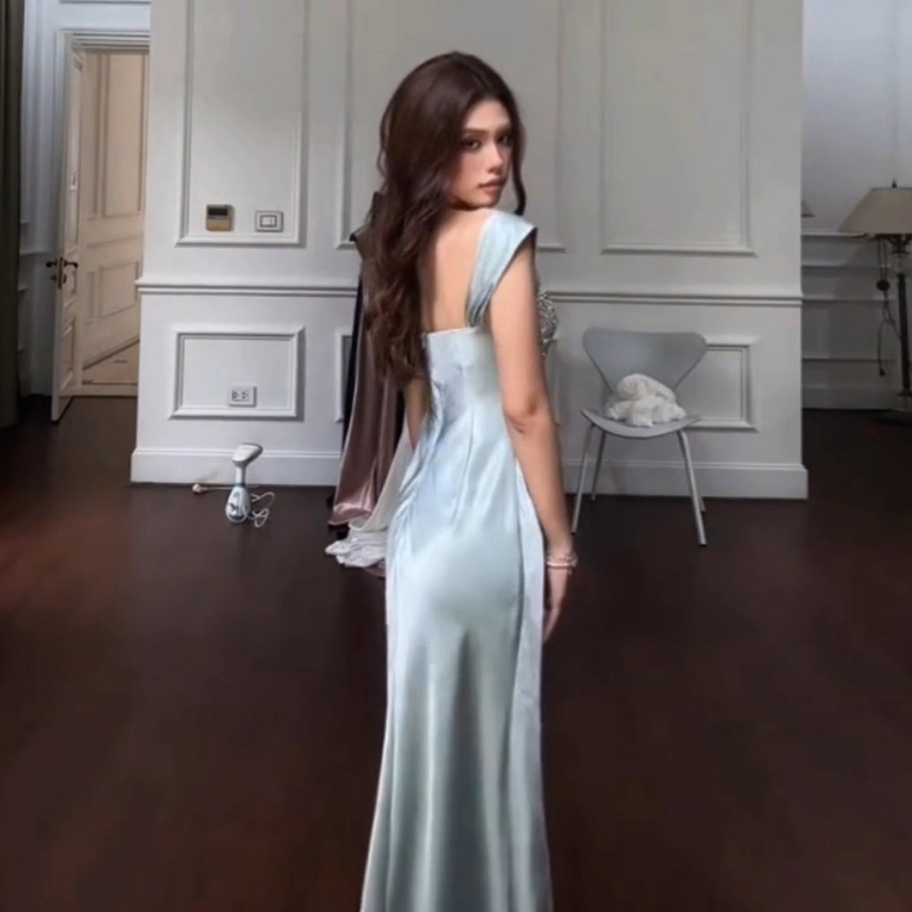 Klalien Đầm Maxi Quấn Ngực Style Vintage, Thoáng Mát Cho Mùa Hè