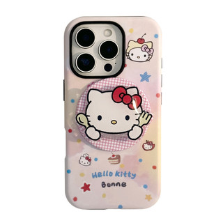 [Sheren] Ốp Điện Thoại Chân Đế Mèo Màu Hồng Bé Gái Thích Hợp Cho iPhone i17 16 15 14 13 12 11 Pro Max