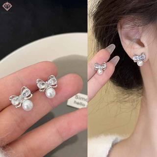 Bông tai xoắn ốc ngọc trai zircon vàng màu, style cá tính retro