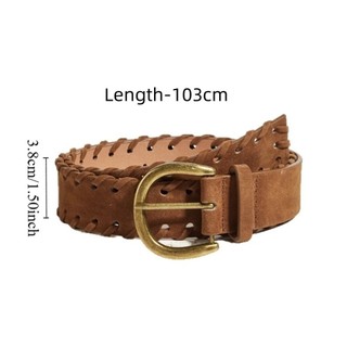Thắt lưng MIKYCO Retro, Thắt lưng da PU chất liệu mềm màu nâu sang trọng, Thời trang có thể điều chỉnh nâng cao Sense Edge Locking Thắt lưng dệt Trang phục thông thường