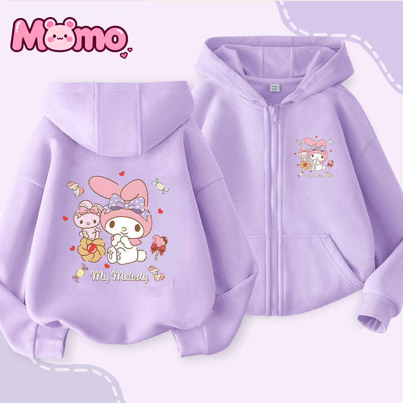 Mới Kuromi, Giai Điệu, Cinnamoroll Họa Tiết In Hình Dây Kéo Áo hoodie Cho Bé Trai Và Bé Gái Cùng Phong Cách Harajuku Phong Cách Giải Trí Có Mũ Trùm Đầu Áo hoodie Dài Tay