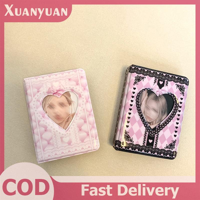 XUAN INS Hồng Đen Ren Kẻ Sọc Album Ảnh Kpop Hàn Quốc Thần Tượng Ngôi Sao Đuổi Theo Chất Kết Dính photocard Giá Đỡ 3 Inch Sưu Tập Album Sách VN