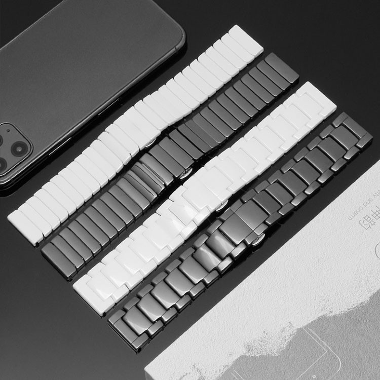 Dây đeo đồng hồ gốm sứ 20mm 22mm Dây đeo đồng hồ thông minh phát hành nhanh cho nam giới dành cho nữ Vòng đeo tay đồng hồ màu trắng đen
