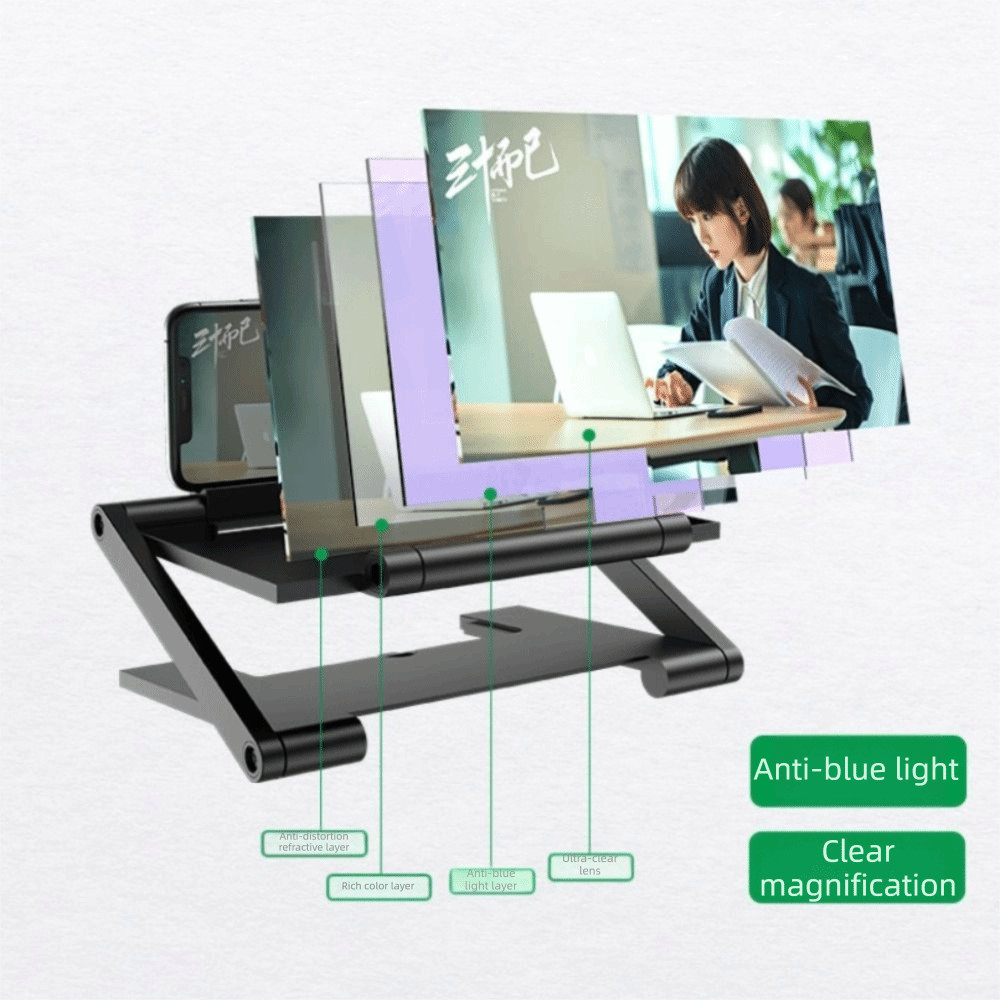 Kính lúp điện thoại di động JUIC, Bộ khuếch đại màn hình điện thoại di động gấp màn hình phóng to, Kính lúp phóng to màn hình đa chức năng HD