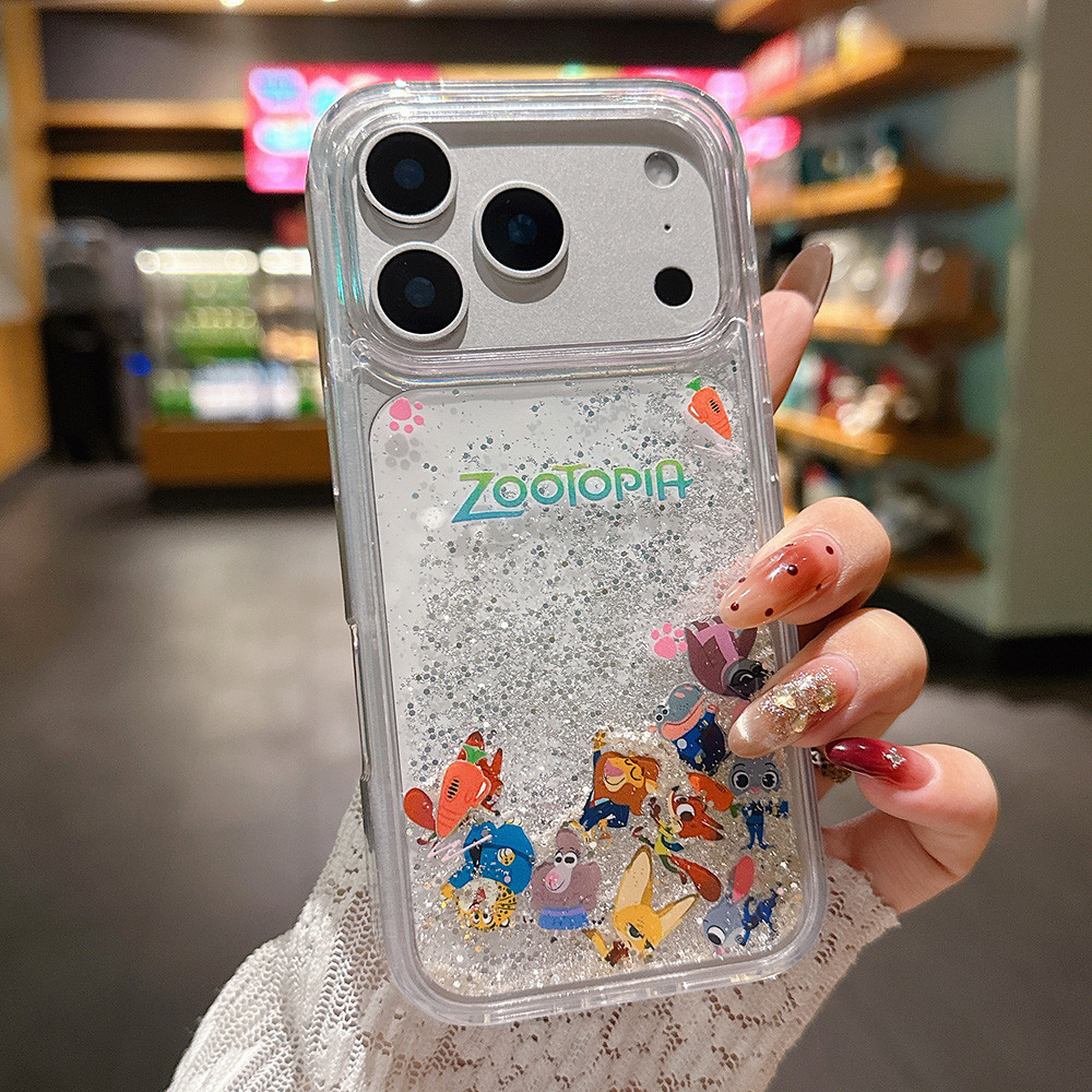 Phim Động Vật Trượt Cát Trôi Acrylic Ốp Lưng Điện Thoại iPhone 17 Pro Max 16 15 14 13 12 Vỏ Bảo Vệ Chống Sốc