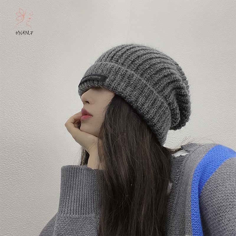 HNKMP Rời Mũ Đan Lớn Unisex Mũ Len Mohair Miếng Dán Mặt Nhỏ Ấm Áp Mũ Lạnh Mái Vòm Độ Đàn Hồi Cao Mũ Quần Áo Collocation.