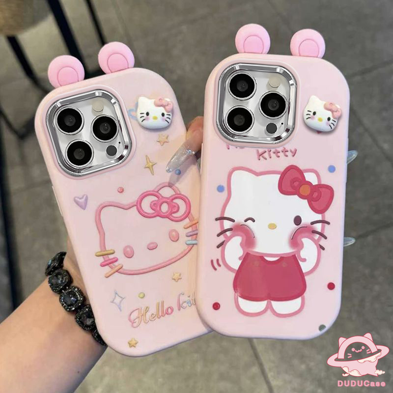 Dành Cho Samsung A07 A04 A17 A36 A56 A32 A14 A16 A05 A06 A24 A04s A26 A15 A52 A34 A53 A55 A05s A25 A35 A02s A13 A12 A03s A50 A50s A03 A23 A54 Ngôi Sao Mèo Kitty Tai Hồng Búp Bê 3D Ốp lưng