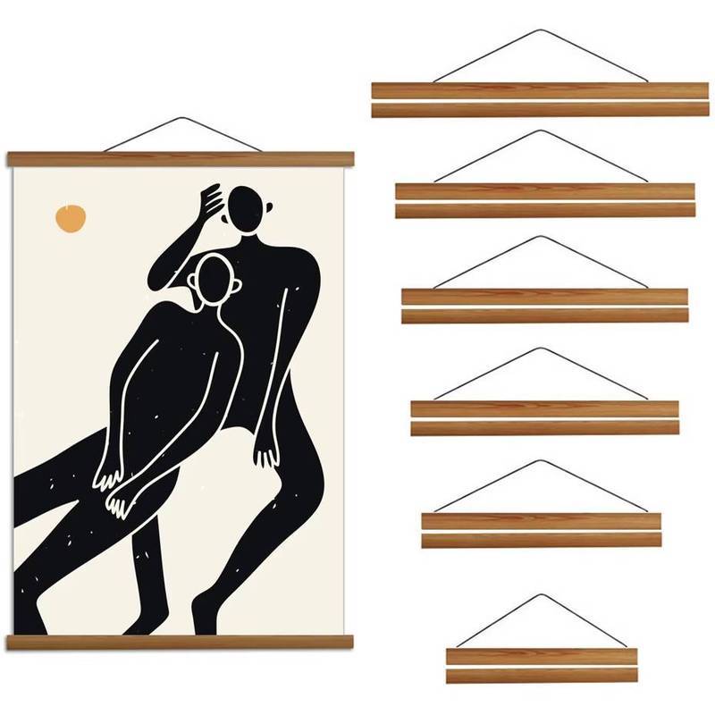 21-70cm Khung Trưng Bày Nghệ Thuật Retro Poster Móc Treo Bộ Rộng Gỗ Từ Treo Khung Canvas Poster Chuyên Dụng Khung Nghệ Thuật Móc Treo