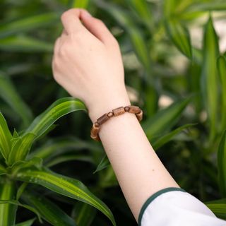 Vòng Tay Trầm Đốt Trúc - Tốc Vườn Quảng Nam - Trầm Hương Yên Lộc Phụ Kiện - Tặng kèm hộp gấm