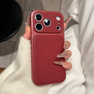 17Pro Ống Kính Bảo Vệ Toàn Diện Họa Tiết Vải Lánh Da PU Ốp Lưng Điện Thoại iPhone 17Promax 13 14 15 16 Pro Max Chống Sốc Nữ Di Động Bao Da