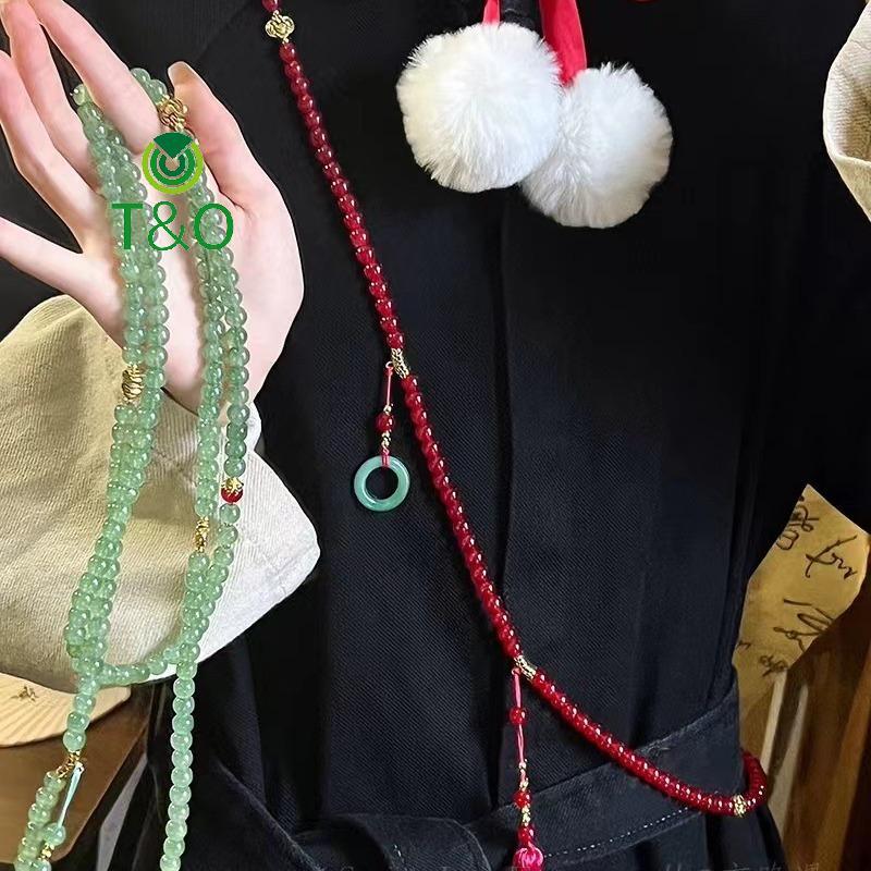 Vòng cổ đá tự nhiên và pha lê xanh cho phụ nữ Phật giáo, phù hợp làm choker hoặc quà tặng