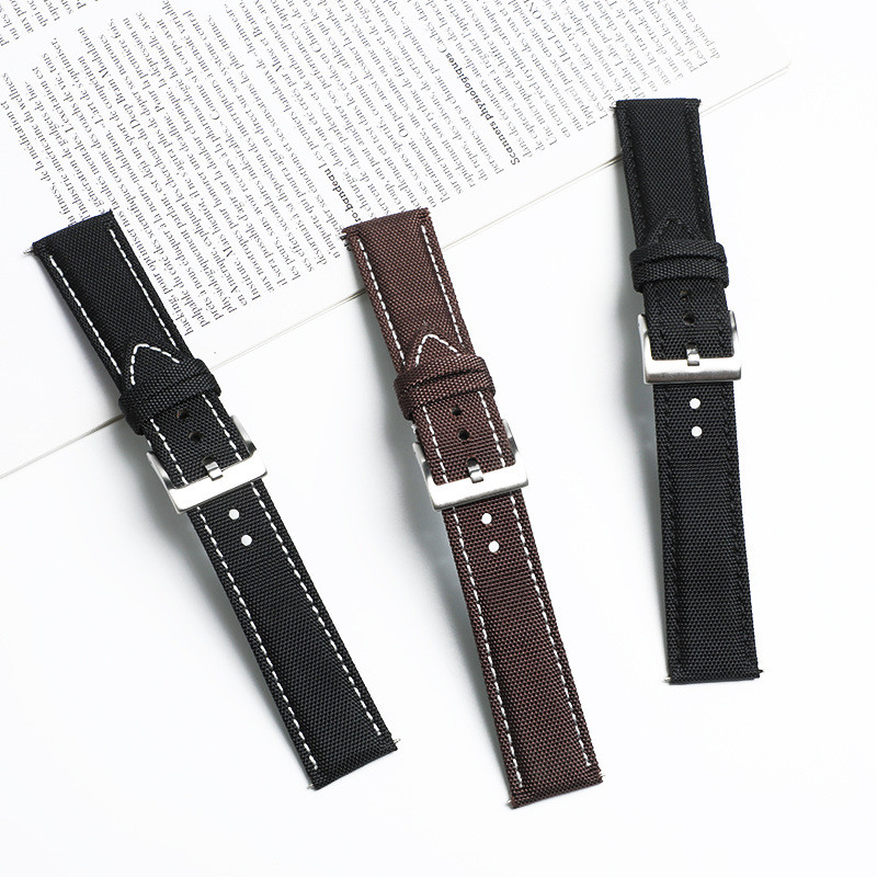 22mm 24mm Vải Bò Da Dây Đeo Đồng Hồ Cho SEIKO 5 Diver TUNA Samurai Cho Nam Nữ Đồng Hồ Phụ Kiện Vòng Tay Xanh Dương Đen Trắng