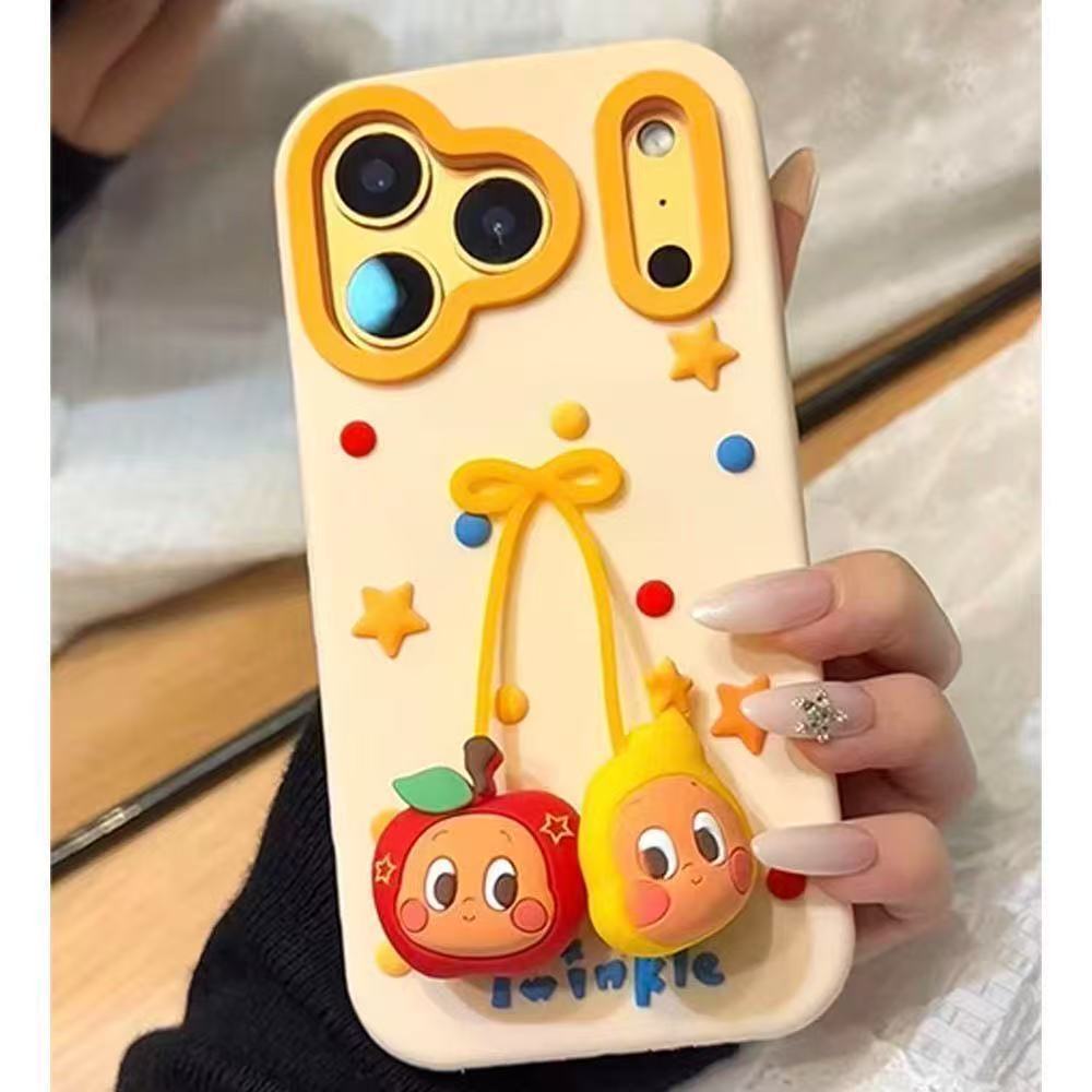 Ốp Điện Thoại Ngôi Sao Ba Chiều Thích Hợp Cho iPhone17ProMax Ốp Điện Thoại Mặt Dây Chuyền Thích Hợp Cho iPhone16pro Silicone 15 Mềm 14 Chống Sốc 13 12