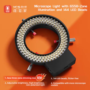 YCS 6558 Kính Hiển Vi Đèn Vòng Đèn Có Thể Điều Chỉnh 144 Hạt Đèn LED Nguồn Đèn Kính Hiển Vi Công Nghiệp Vòng Chiếu Sáng Bộ Dụng Cụ