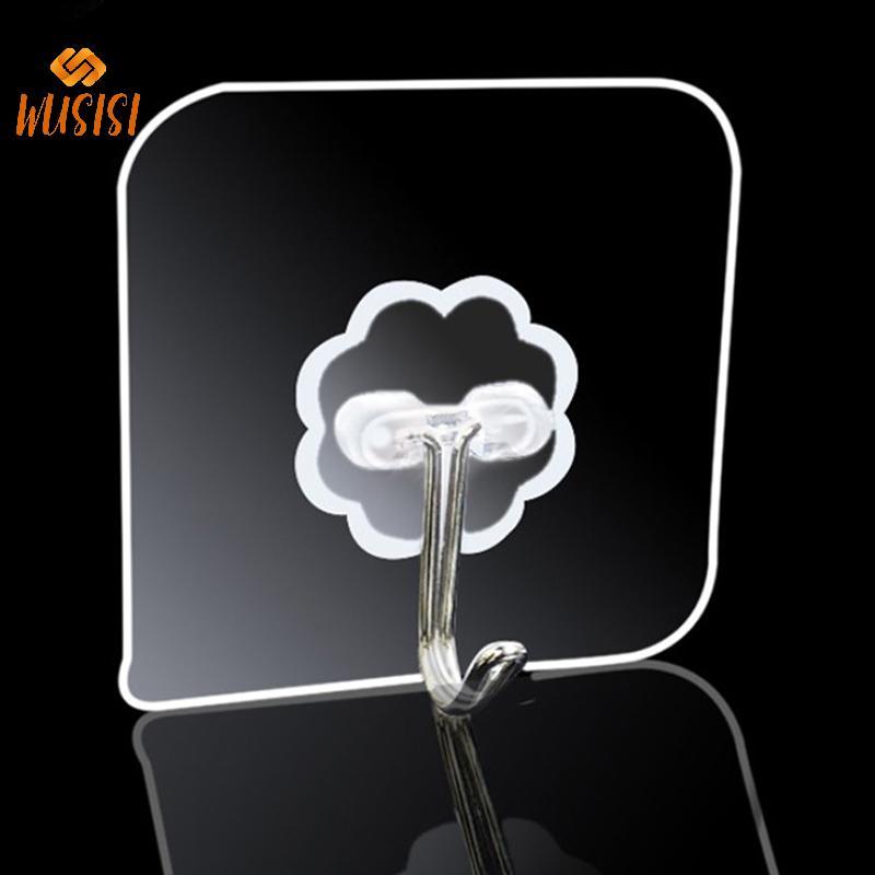 [WUSISI] 10 Móc treo tự dính chắc chắn bằng thép không gỉ trong suốt Móc treo chìa khóa cho nhà bếp Phòng tắm Tường cửa đa chức năng MỚI