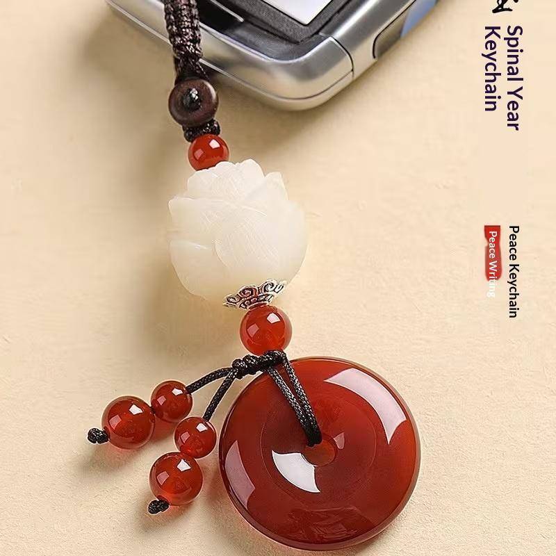 [SVY] Móc khóa Chalcedony trong suốt Móc khóa xe hơi Peace Bule Charm để trang trí túi Quà tặng ý nghĩa cho bạn bè