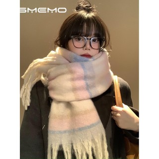 MISMEMO Phong Cách Hàn Quốc Bầu Không Khí Mohair Màu Phù Hợp Với Khăn Nữ Mùa Đông Phong Cách Mới Dày Ấm Áp Cao Cấp Cảm Giác Yếm Sinh Viên