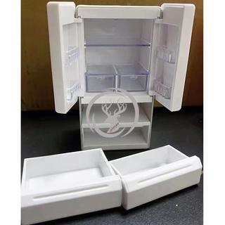 Tủ lạnh hai cửa Mini bật sáng Tủ lạnh nhà búp bê tỷ lệ 1: 12, Mô hình thiết bị nhà bếp thu nhỏ LED