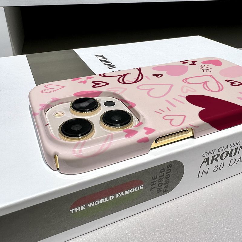 Ốp Điện Thoại Graffiti Trái Tim Tình Yêu QYJS Thích Hợp Cho IPhone 16 15 14 13 ProMax 12 PRO 17 AIR 11 7 8 PLUS XR XSMAX Ốp Lưng Cứng Niche Film Cao Cấp Phong Cách Mỏng
