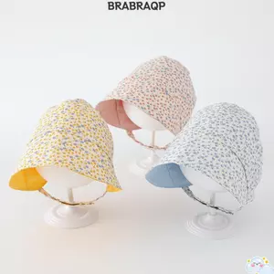 Mũ hoa cho bé BRARAA, Mũ chống nắng mềm hai mặt, Mũ chống nắng bằng Cotton thoáng khí Mũ sân vành lớn