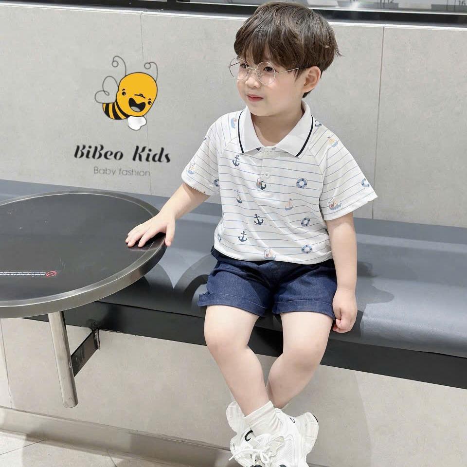 Bộ quần áo POLO HỌA TIẾT KẺ cho bé trai , Quần áo chất COTTON mềm thoải mái cho bé