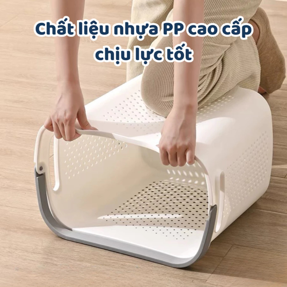Giỏ Đựng Quần Áo Bẩn HomeMate Có Quai Xách – Giỏ Giặt Phân Vùng Đồ Bẩn, Đựng Đồ Gia Đình Tiện Lợi