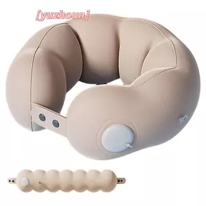 Gối du lịch bơm hơi Ne cho máy bay Tàu hỏa Vỏ gối có thể giặt được Gối ngủ văn phòng hình chữ U, có thể điều chỉnh và mềm mại