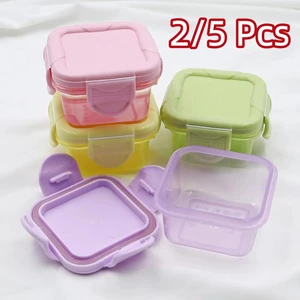 2 / 5 Chiếc Hộp Nhựa Mini Kín Hơi Di Động Có Nắp 60ml Bảo Quản Thực Phẩm
