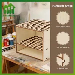 SWEET 1 Bộ 67-Slot Cao Cấp Hai Lớp Bền Nghệ Sĩ Để Bàn Tổ Chức Bàn Chải Gỗ Giá Đỡ Bút Chì Sơn Bàn Chải Bảo Quản Nghệ Thuật Thủ Công n