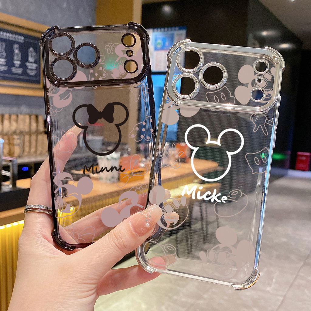 Tương thích với iPhone 17 16 15 Pro Max 14 Plus 13 12 11 XR XS Thời Trang Vẽ Chuột Mickey Minne Trong Suốt Mạ Vỏ Chống Rơi
