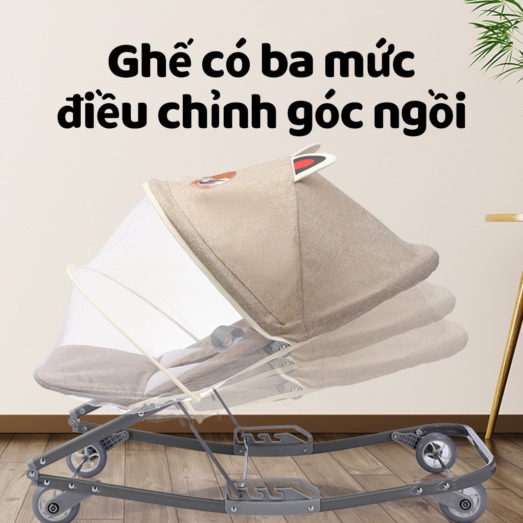 iiko Ghế Rung Có Màn Chụp Cho Bé Ghế Nằm Ru Ngủ Có Tay Đẩy Gấp Gọn Tiện Lợi