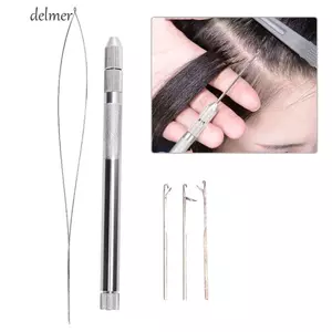 Dụng cụ mở rộng tóc DELMER, Bộ dụng cụ mở rộng tóc có tay cầm thoải mái có thể tháo rời, Phụ kiện Salon kim móc di động bền 3 trong 1 đa chức năng