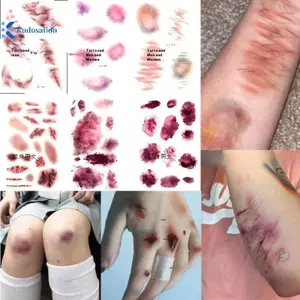 Kudosation 4 Tờ Halloween Vết Thương Bruising Hình Xăm Tạm Thời Cosplay Chống Thấm Nước Cánh Tay Mắt Cá Chân Hình Xăm Stiers Lâu Dài Giả Hình Xăm Đẹp