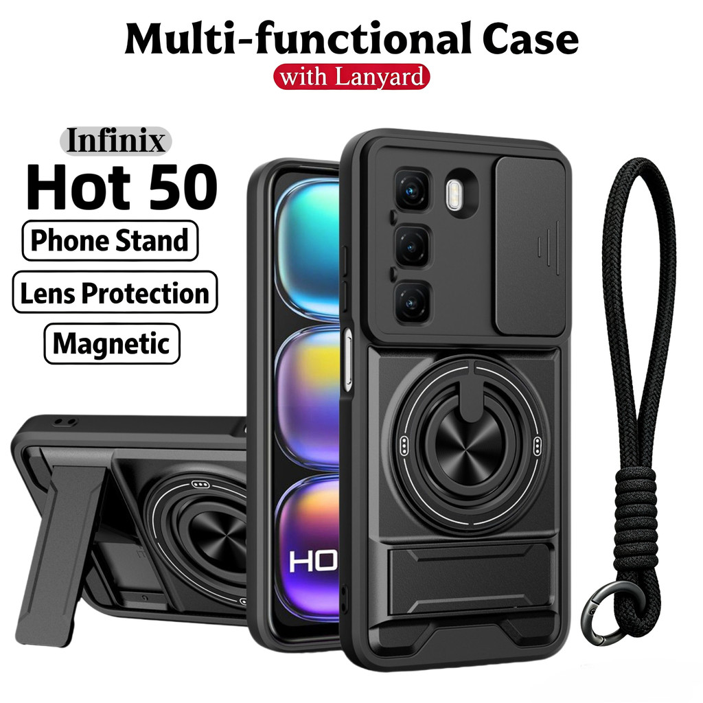 Ốp Điện Thoại Đa Năng Sang Trọng Thích Hợp Cho Infinix Hot 50 Pro + 4G 60 70 40 5G Dây 360°Giá đỡ vòng có vỏ máy ảnh Vỏ bảo vệ toàn diện chống sốc