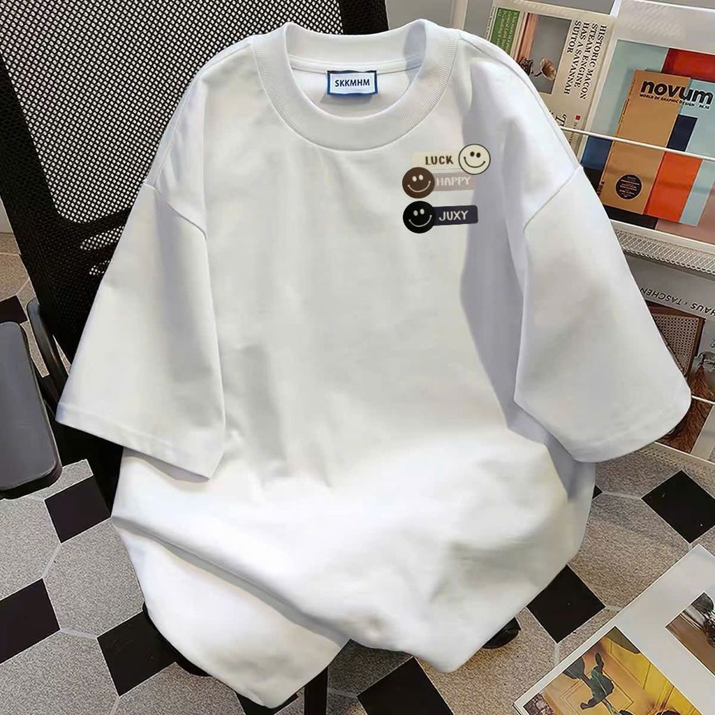 Áo phông cotton unisex nam nữ thoải mái, thiết kế chữ LUCKKY in ngực - THOITRANG