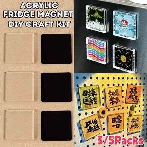 3 / 5 Gói Mới Trống Acrylic Nam Châm Tủ Lạnh DIY Bộ Trang Trí Nhà Miếng Dán Để Tùy Chỉnh