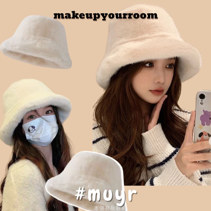 Nón Bucket Lông Nhung Mềm Mại Mùa Đông phong cách Ulzzang Du Lịch