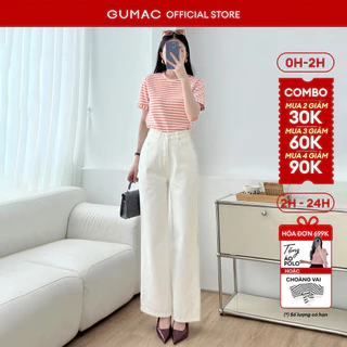 Quần jeans nữ GUMAC trắng dài 95cm LQJF1102