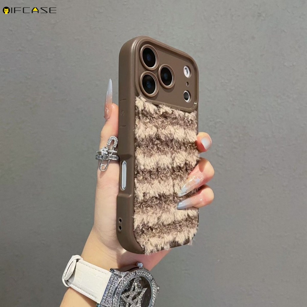 Dành Cho iQOO Neo 11 10 10R Neo9 9S Neo8 Neo7 Neo6 Neo5 Neo3 Pro SE Vỏ Điện Thoại 3D Stereo Sang Trọng Sọc Lông Tơ Mùa Đông Dày Chống Sốc Vỏ Mềm Ốp Lưng