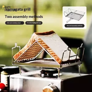 Máy nướng bánh mì di động của PlumHOUSE, gấp gọn được, làm từ thép không gỉ, phù hợp cho cắm trại và picnic