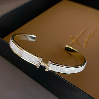 Vòng tay vàng thật mạ zircon chữ mở, ánh sáng sang trọng, phong cách mới cho nữ