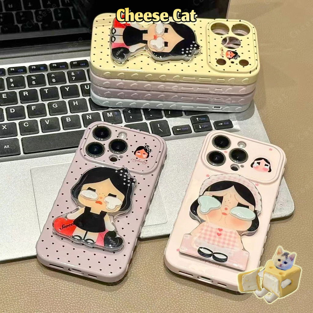 Gương trang điểm kiêm giá đỡ điện thoại Hình trái tim ở bên hông ốp điện thoại cho iPhone 11 12 13 14 15 16 17 Pro Max